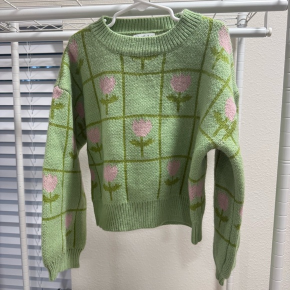 Shop The Mint Green and Pink Floral Sweater - Picture 6 of 6
